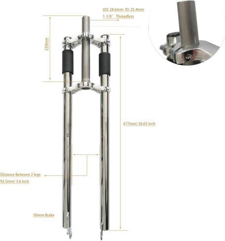 شوكة دراجة CDHPOWER 26 بوصة/700C/29 شجرة ثلاثية 1-1/8 بوصة شوكة تعليق غير خيطية مع كتف مزدوج يناسب إطار سميك 3.5 بوصة (شوكة فقط) in Saudi Arabia