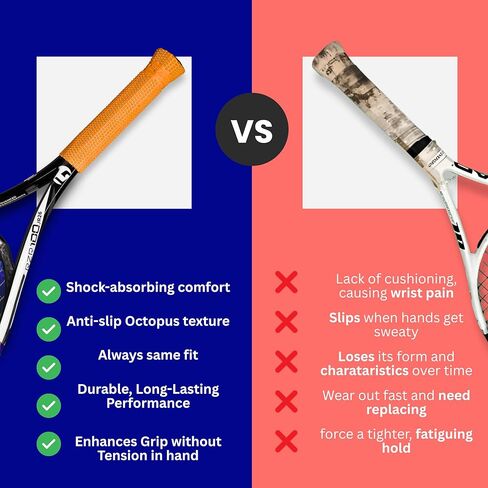 ROCKETGRIP Octopus Tennis Racket Undergrip (2-Pack) – Soft Silicone Undergrip for Tennis Racket – Cushioned, Sweat-Resistant Fit – Vibration Dampening Tennis Accessory (Green) in Kuwait