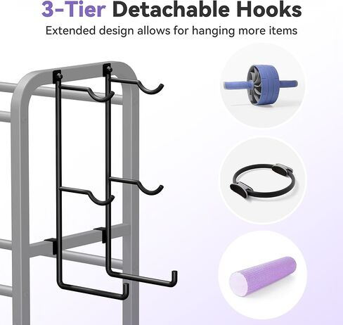 3-Tier Heavy-Duty Home Gym Storage Rack with Hooks and Smooth Wheels for Workout Gear in Kuwait