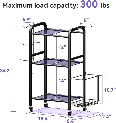 3-Tier Heavy-Duty Home Gym Storage Rack with Hooks and Smooth Wheels for Workout Gear in Kuwait