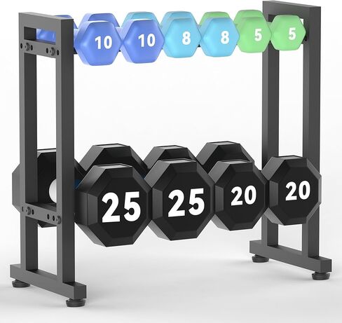 Dumbbell Rack 2-Tier 18 IN Length Adjustable Weight Rack for Home Gym Dumbbells Kettlebell, Small Dumbbell Rack 250 LB Capacity, Dumbbell Rack Stand Only in Saudi Arabia
