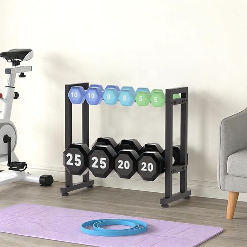 Dumbbell Rack 2-Tier 18 IN Length Adjustable Weight Rack for Home Gym Dumbbells Kettlebell, Small Dumbbell Rack 250 LB Capacity, Dumbbell Rack Stand Only in Saudi Arabia