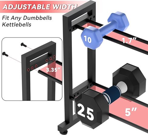 Dumbbell Rack 2-Tier 18 IN Length Adjustable Weight Rack for Home Gym Dumbbells Kettlebell, Small Dumbbell Rack 250 LB Capacity, Dumbbell Rack Stand Only in Saudi Arabia