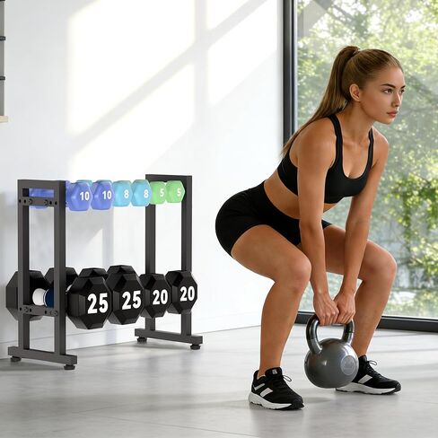 Dumbbell Rack 2-Tier 18 IN Length Adjustable Weight Rack for Home Gym Dumbbells Kettlebell, Small Dumbbell Rack 250 LB Capacity, Dumbbell Rack Stand Only in Saudi Arabia