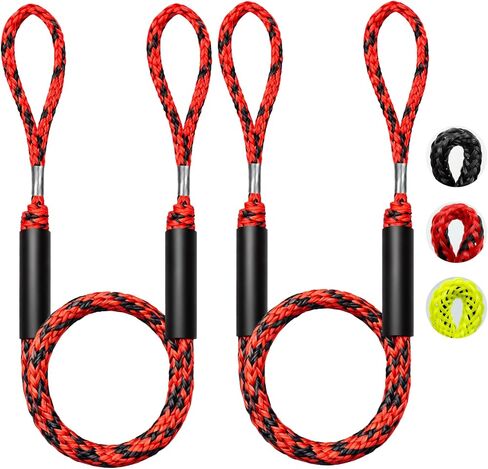 قطعتان من خطوط القوارب المطاطية الفاخرة مقاس 4 أقدام بطول 27 سم من ملحقات القوارب ذات الحلقة الممتدة لرسو جت سكي، سيدو، ياماها ويفر رانر دينجي بونتون، هدايا القوارب (أصفر نيون) in Kuwait