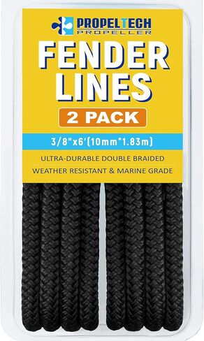 2 Pack 3/8'' x 6' Boat Fender Lines for Mooring, Docking Ties & Small Boat,Premium Marine- Grade Double Braided Nylon Boat Rope with a 5" Eyelet,Anti-Wear & Weather-Resistant-Red in Saudi Arabia