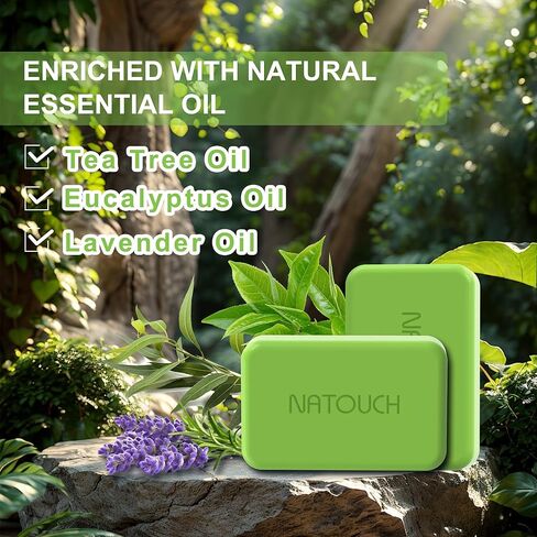 قالب صابون طبي مضاد للفطريات، علاج عدوى الخميرة للرياضيين، حكة جوك القدم للرجال، قالب صابون للجسم بزيت شجرة الشاي مع زيت شجرة الشاي الطبيعي، وزيت الأوكالبتوس وزيت اللافندر، قطعتان in Kuwait