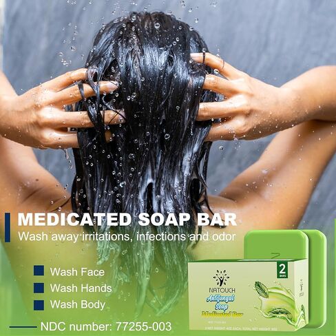قالب صابون طبي مضاد للفطريات، علاج عدوى الخميرة للرياضيين، حكة جوك القدم للرجال، قالب صابون للجسم بزيت شجرة الشاي مع زيت شجرة الشاي الطبيعي، وزيت الأوكالبتوس وزيت اللافندر، قطعتان in Kuwait