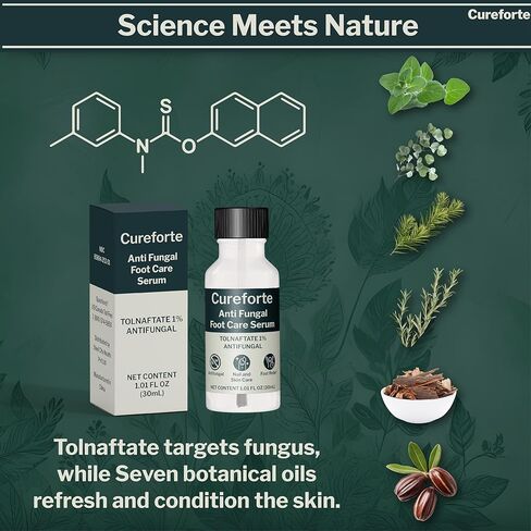 مصل مضاد للفطريات لعلاج فطريات القدم والأظافر بأقصى قوة مع تولنافتات 1% - محلول سريع الامتصاص لتخفيف الجلد والفطريات لدى الرياضيين - تركيبة غير دهنية (30 مل) in Kuwait