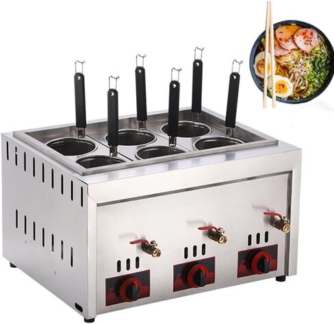 Commercial Gas Pasta Cooker, 6 Holes Noodle Cooking Machine, Stainless Steel Pasta Cooking Device, Adjustable Temperature in Saudi Arabia