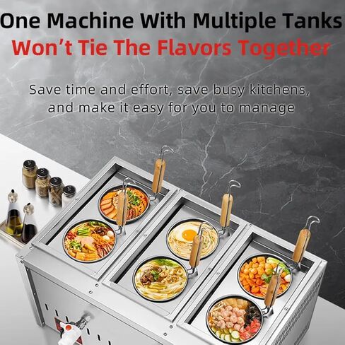 Commercial Gas Pasta Cooker, 6 Holes Noodle Cooking Machine, Stainless Steel Pasta Cooking Device, Adjustable Temperature in Saudi Arabia