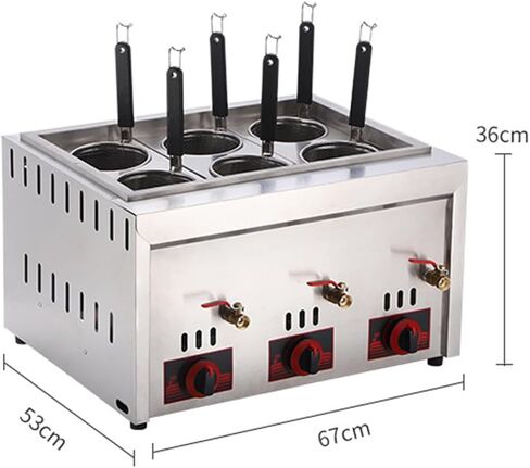 Commercial Gas Pasta Cooker, 6 Holes Noodle Cooking Machine, Stainless Steel Pasta Cooking Device, Adjustable Temperature in Saudi Arabia