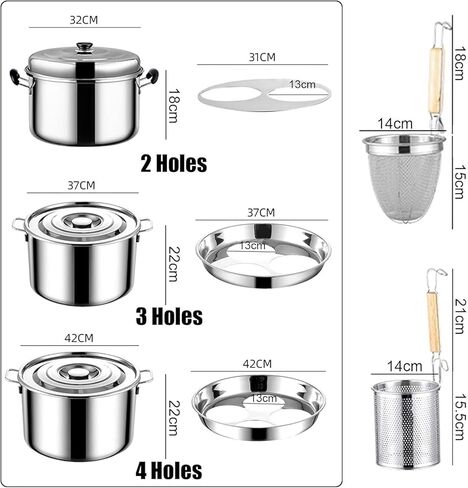 Pasta Pots Pasta Cooker, Pasta Pot with Colander, Stainless Steel Vegetable Noodle Cooking Pot, Commercial 2/3/4 Holes Soup Pot Set with Lid, Gas Stove and Indu in Saudi Arabia