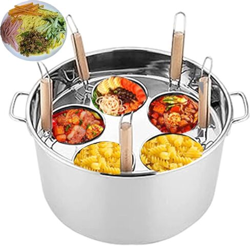 Noodle Cooker Commercial Pasta Cooker 5 Holes with Filters - Manual Cooking Machine for Kitchen Roadside Stalls - Stainless Steel Pasta Cooking Tool in Saudi Arabia