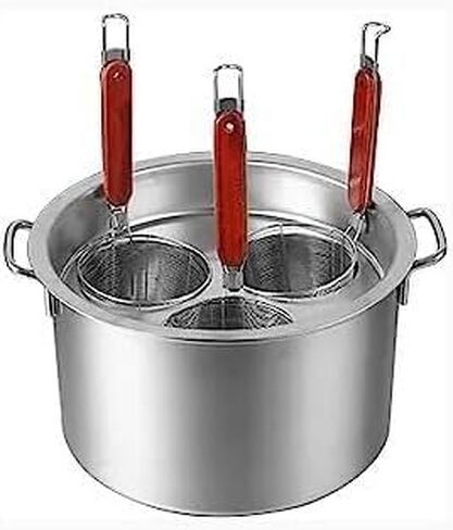 Pasta Pots Cooking Pot Commercial Pasta Cooker Set, Pasta Cooking Cookware with Divider and Colander Strainer, Stainless Steel Stock Pot/One Color/3 Hole in Saudi Arabia