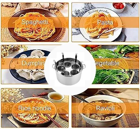 Pasta Pots Cooking Pot Commercial Pasta Cooker Set, Pasta Cooking Cookware with Divider and Colander Strainer, Stainless Steel Stock Pot/One Color/3 Hole in Saudi Arabia