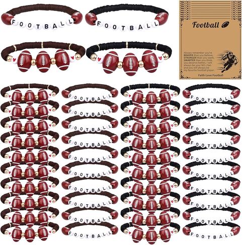 40 مجموعة من أساور كرة القدم، هدايا الحفلات الرياضية، أساور ساحرة، خرز كرة القدم بكميات كبيرة مع بطاقة ملهمة قابلة للتعديل، مستلزمات مجوهرات سوار من الطين للاعبي مجموعة الفريق، هدايا عيد الحب in Kuwait