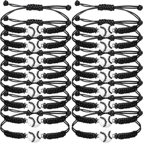 20PCS Sports Themed Woven Bracelets Set Adjustable Braided Rope Jewelry with Basketball Football Volleyball Baseball Charms for Team Players Fans Party Favors Gifts in Kuwait