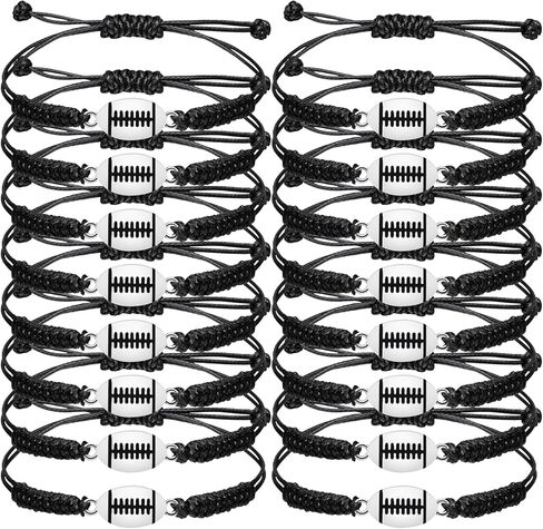 20PCS Sports Themed Woven Bracelets Set Adjustable Braided Rope Jewelry with Basketball Football Volleyball Baseball Charms for Team Players Fans Party Favors Gifts in Saudi Arabia