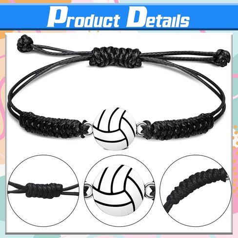 20PCS Sports Themed Woven Bracelets Set Adjustable Braided Rope Jewelry with Basketball Football Volleyball Baseball Charms for Team Players Fans Party Favors Gifts in Saudi Arabia