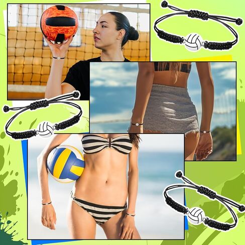 20PCS Sports Themed Woven Bracelets Set Adjustable Braided Rope Jewelry with Basketball Football Volleyball Baseball Charms for Team Players Fans Party Favors Gifts in Saudi Arabia