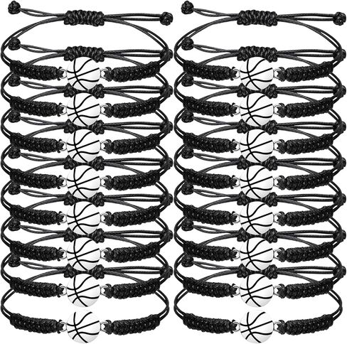 20PCS Sports Themed Woven Bracelets Set Adjustable Braided Rope Jewelry with Basketball Football Volleyball Baseball Charms for Team Players Fans Party Favors Gifts in Saudi Arabia