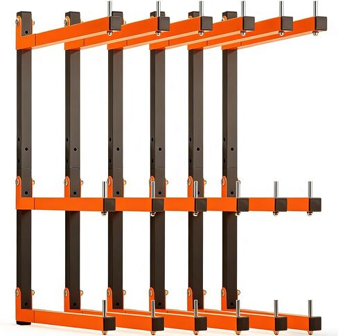 حائط رف الخشب جدار ، رفوف تخزين الخشب الثقيلة ، رفوف مرآب من نظام 9 مستويات ، رفوف منظمات 1140 رطل ، رف معلق برتقالي للاستخدام الداخلي والخارجي ، 6 عبوات in Kuwait