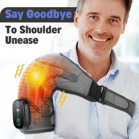 Cordless Shoulder Heating Pad, Heated Shoulder Brace, Heated Shoulder Wrap with Massage, Shoulder Massager for Men Women in Kuwait