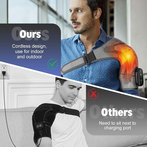Cordless Shoulder Heating Pad, Heated Shoulder Brace, Heated Shoulder Wrap with Massage, Shoulder Massager for Men Women in Kuwait