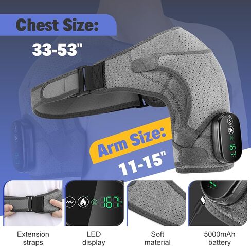 Cordless Shoulder Heating Pad, Heated Shoulder Brace, Heated Shoulder Wrap with Massage, Shoulder Massager for Men Women in Kuwait