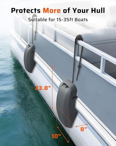Ehaho Pontoon Boat Fenders, Boat Bumpers for Docking, High-Density EVA Foam with Secure Fit Lip and Locking Clips for Hull Protection (Grey, 2 Pack) in Saudi Arabia