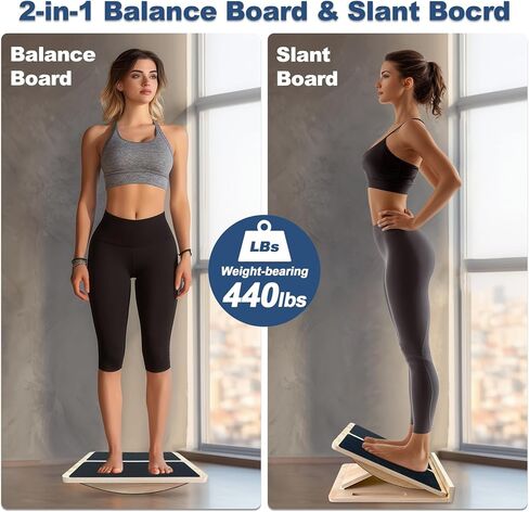 لوح خشبي مائل قابل للتعديل للقدم لتمديد الساق، سعة 440 رطل، ألواح قطيفة متوازنة للكاحل وتمتد للركبة والساقين، معدات اللياقة البدنية للتمرين على شكل إسفين والقرفصاء (لوحة التوازن) in Kuwait