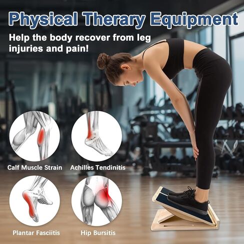 لوح خشبي مائل قابل للتعديل للقدم لتمديد الساق، سعة 440 رطل، ألواح قطيفة متوازنة للكاحل وتمتد للركبة والساقين، معدات اللياقة البدنية للتمرين على شكل إسفين والقرفصاء (لوحة التوازن) in Kuwait