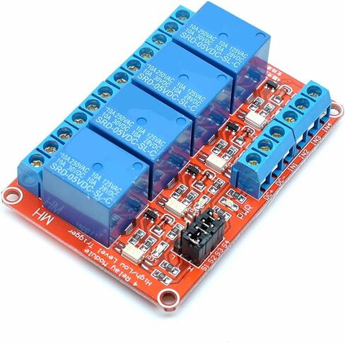Oiyagai 4 Channel 24V Relay Module with Optocoupler, High/Low Level Trigger Relay Board, 10A Isolation Relays for Arduino, Raspberry Pi, ESP32, DIY Electronics in Saudi Arabia