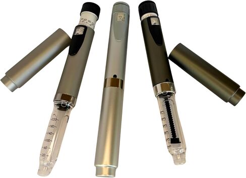 مجموعة أقلام الحقن القابلة لإعادة الاستخدام GXZ Health V2 - 3 أقلام مع 3 قوارير خرطوشة مجانية - فضي وتيتانيوم ورمادي معدني in Kuwait