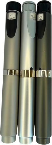 مجموعة أقلام الحقن القابلة لإعادة الاستخدام GXZ Health V2 - 3 أقلام مع 3 قوارير خرطوشة مجانية - فضي وتيتانيوم ورمادي معدني in Kuwait