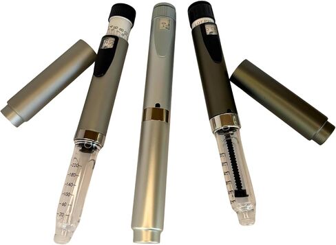 مجموعة أقلام الحقن القابلة لإعادة الاستخدام GXZ Health V2 - 3 أقلام مع 3 قوارير خرطوشة مجانية - فضي وتيتانيوم ورمادي معدني in Kuwait