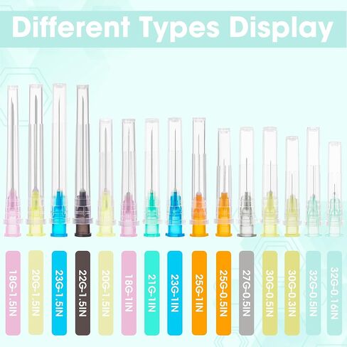 إبرة قفل لور 32 جيجا 1/2 بوصة مع غطاء - إبر 32 جرام للاستعمال مرة واحدة لإعادة التعبئة الدقيقة للمواد اللاصقة والأحبار والمواد اللاصقة، معقمة مغلفة بشكل فردي، صندوق مكون من 100 قطعة in Kuwait