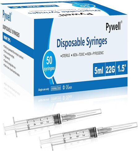 5 مل 22Ga 1.5 بوصة حقنة لوازم المختبرات القابل للتصرف، التعبئة والتغليف مختومة بشكل فردي 50 حزمة in Kuwait