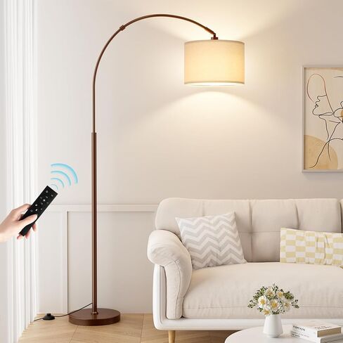 مصباح أرضي قوس قابلة للضمان مع وجود درجات حرارة نائية ودرجات حرارة ملونة وسطوع قابلة للتعديل ، مصباح أرضي مقوسة مع رأس دوار ، فوق ضوء القراءة المقوسة للأريكة لغرفة المعيشة (البيج العميق والأسود) in Kuwait