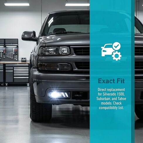 LED LED FOG Light مع DRL متوافق مع 1999-2002 Chevy Silverado 1500 2500 ، 2000-2001 Silverado 3500 ، 2000-2006 CHEVROLET Suburban Tahoe POMPER LIGHTS in Kuwait
