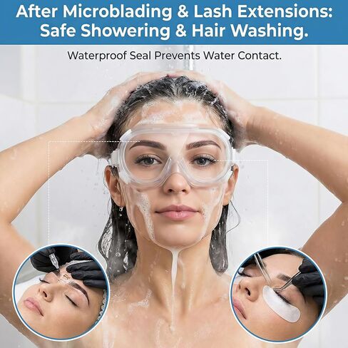 3Pcs Eyelash Goggles Shower Shield, Adjustable Eyelash and Eyebrow Protector Shower Goggles Shield, Glasses-Friendly Design for Eyelash Extensions, Microblading Aftercare and Cataract Surgery Recovery in Kuwait