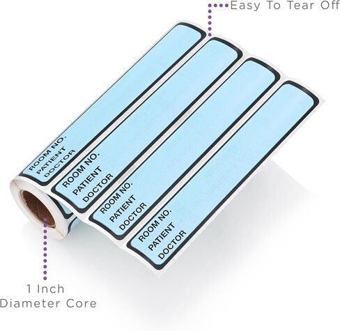 Carstens Patient I.D. Adhesive Medical Chart Labels for 1" Ring Binder Spines – Pre-Printed Sticker Labels (Room No. / Patient/Doctor), 5 3/8" x 1", Blue, Roll of 200, (8820-06) in Saudi Arabia