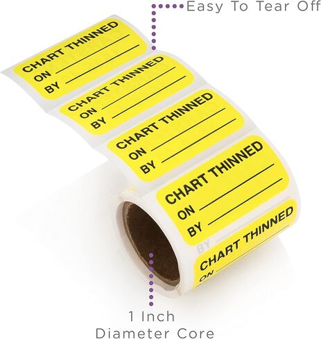 Carstens Medical Stickers – Chart Thinned, On/by Alert and Instruction Labels for Medical Charts, Yellow and Black, Roll of 100 Patient Chart Labels, W1.5" x H.75" in Saudi Arabia