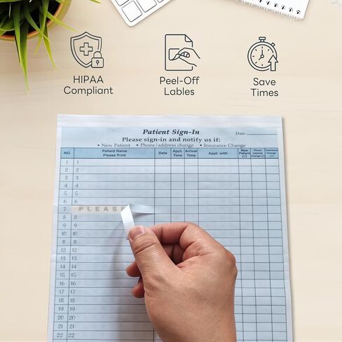 HIPAA Compliant Patient Sign-in Sheets - 30 Pack Carbonless Medical Forms with Peel-Off Labels, Date Column for Doctor’s Office, Dental Clinic, 750 Lables, Blue in Saudi Arabia