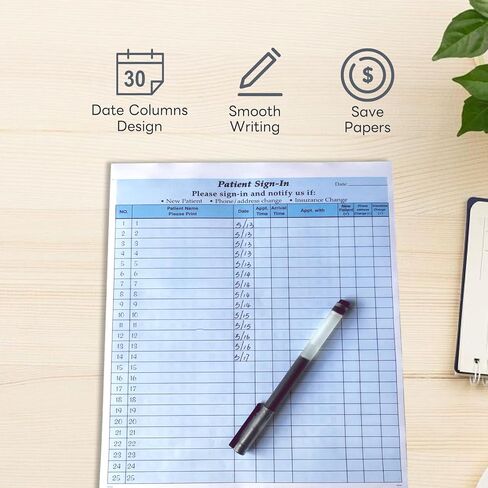 HIPAA Compliant Patient Sign-in Sheets - 30 Pack Carbonless Medical Forms with Peel-Off Labels, Date Column for Doctor’s Office, Dental Clinic, 750 Lables, Blue in Saudi Arabia