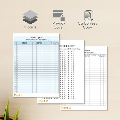 HIPAA Compliant Patient Sign-in Sheets - 30 Pack Carbonless Medical Forms with Peel-Off Labels, Date Column for Doctor’s Office, Dental Clinic, 750 Lables, Blue in Saudi Arabia
