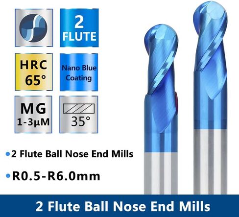 2 الناي نانو الأزرق معطف الكرة الأنف دوامة نهاية مطحنة مجموعة كربيد نهاية مطحنة CNC آلة راوتر بت CNC راوتر بت للخشب العمل الاكريليك MDF PVC in Kuwait