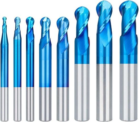 2 Flute Nano Blue Coat Ball Nose Spiral End Mill Set Carbide End Mill CNC Machine Router Bit CNC Router Bits for Wood Working Acrylic MDF PVC in Saudi Arabia