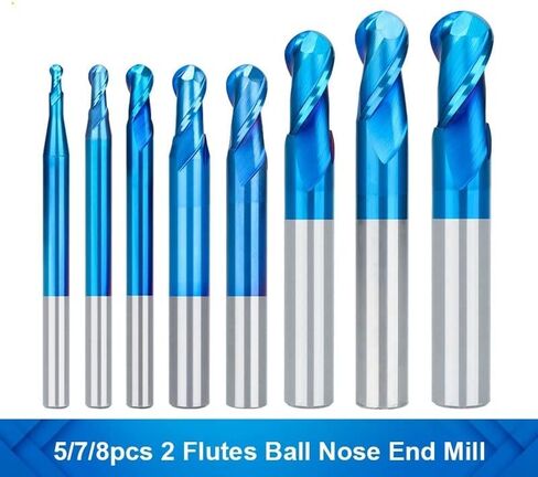 2 Flute Nano Blue Coat Ball Nose Spiral End Mill Set Carbide End Mill CNC Machine Router Bit CNC Router Bits for Wood Working Acrylic MDF PVC in Saudi Arabia